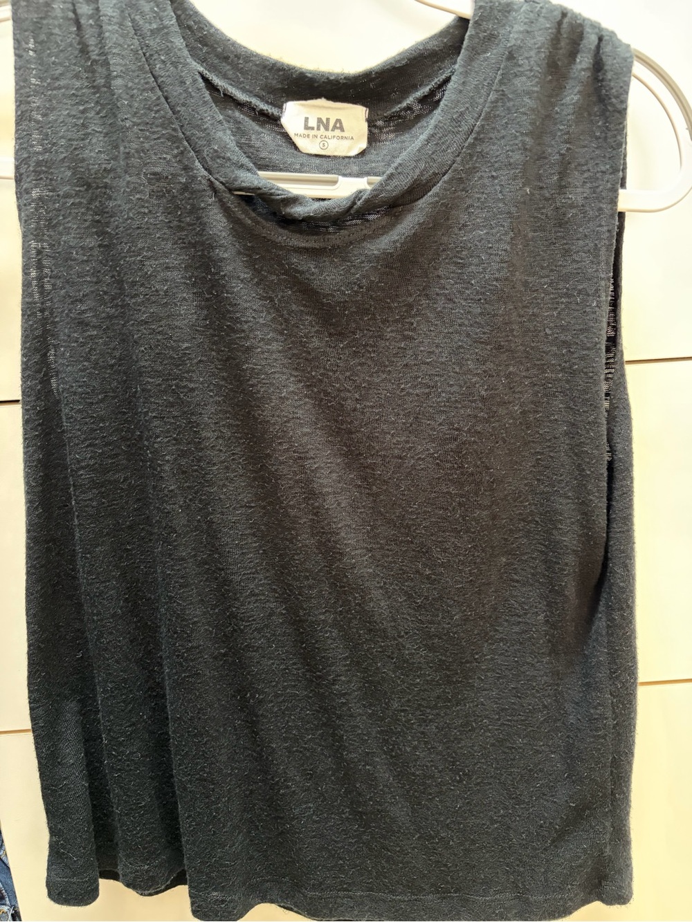 LNA Black Raw-Edge Sleeveless Tank